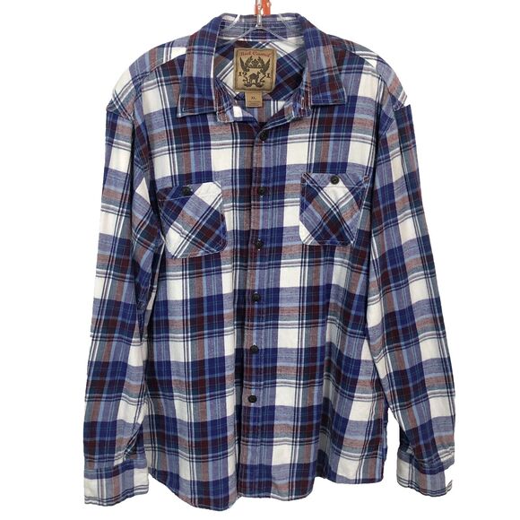 Red Camel Mens Flannel Shirt Size XL Blue Red Plaid Super Soft Casual All Cotton - Picture 4 of 8